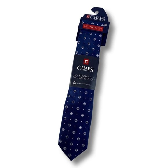 Chaps Stretch Necktie Men's Tie Navy Giles Neat New - Picture 1 of 6